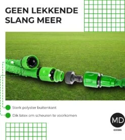 Uitrekbare Tuinslang Tot 15 Meter Van MD-goods ® - Tuinsproeier - Tuin Besproeien - Waterslang - Sproeikop - Groen - Flexibel Elastisch -Tuinartikelen Winkel 1074x1200
