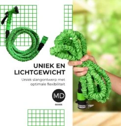 Uitrekbare Tuinslang Tot 15 Meter Van MD-goods ® - Tuinsproeier - Tuin Besproeien - Waterslang - Sproeikop - Groen - Flexibel Elastisch -Tuinartikelen Winkel 1154x1200 3