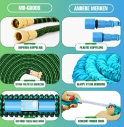 MD-Goods ® Super Sterk Uitrekbare Tuinslang Tot 30 Meter + GRATIS Tas En Koppelstuk - Tuinsproeier - Tuin Besproeien - Waterslang - Sproeikop - Groen - Flexibel Elastisch -Tuinartikelen Winkel 1169x1200 2
