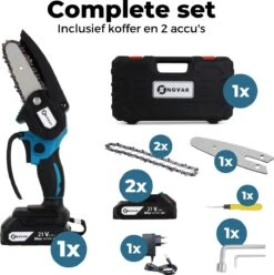 NovarGarden® Mini Kettingzaag NG1 - Met 2x Accu - Takkenzaag - Snoeizaag - Electrisch - Handzaag - Boomzaag - 21V -Tuinartikelen Winkel 1193x1200 2