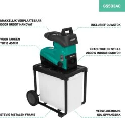 VONROC Stille Hakselaar/Shredder 2800W – Voor Takken Tot Ø45mm – Incl. 60L Opvangbak & Duwstok -Tuinartikelen Winkel 1200x1134 4