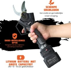 Reichlër® Elektrische Snoeischaar - 40 Mm Snijdiameter - 2x Accu - Anti-cut Functie - Heggenschaar - Takkenschaar - Zwart -Tuinartikelen Winkel 1200x1145