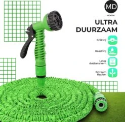 Uitrekbare Tuinslang Tot 15 Meter Van MD-goods ® - Tuinsproeier - Tuin Besproeien - Waterslang - Sproeikop - Groen - Flexibel Elastisch -Tuinartikelen Winkel 1200x1167 3