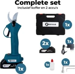 NovarGarden® Elektrische Snoeischaar NG1 - 2x Accu - Elektrisch - Takkenschaar - Op Batterij - 28mm -Tuinartikelen Winkel 1200x1189
