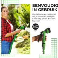 Uitrekbare Tuinslang Tot 15 Meter Van MD-goods ® - Tuinsproeier - Tuin Besproeien - Waterslang - Sproeikop - Groen - Flexibel Elastisch -Tuinartikelen Winkel 1200x1196 3