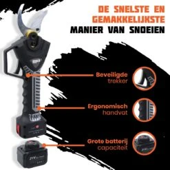 Reichlër® Elektrische Snoeischaar - 40 Mm Snijdiameter - 2x Accu - Anti-cut Functie - Heggenschaar - Takkenschaar - Zwart -Tuinartikelen Winkel 1200x1200 18