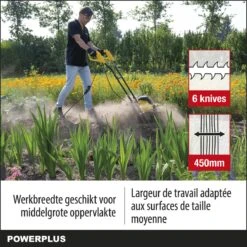 Powerplus POWXG72010 Tuinfrees - 1500W - Werkbreedte 450mm - Werkdiepte Max. 220mm - Incl. 6 Messen En Wielen -Tuinartikelen Winkel 1200x1200 286