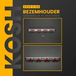 Merkloos Stevige Bezemhouder - Aluminium - Ophangsysteem Bezem - 5 Haken & 4 Houders - Gereedschaphouder - Opbergsysteem -Tuinartikelen Winkel 1200x1200 293