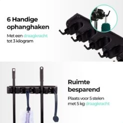CLEANLY® Bezemhouder - Ophangsysteem Voor Tuingereedschap - Bezem Ophangsysteem - Gereedschapshouder Met Ophanghaken - ABS -Tuinartikelen Winkel 1200x1200 347