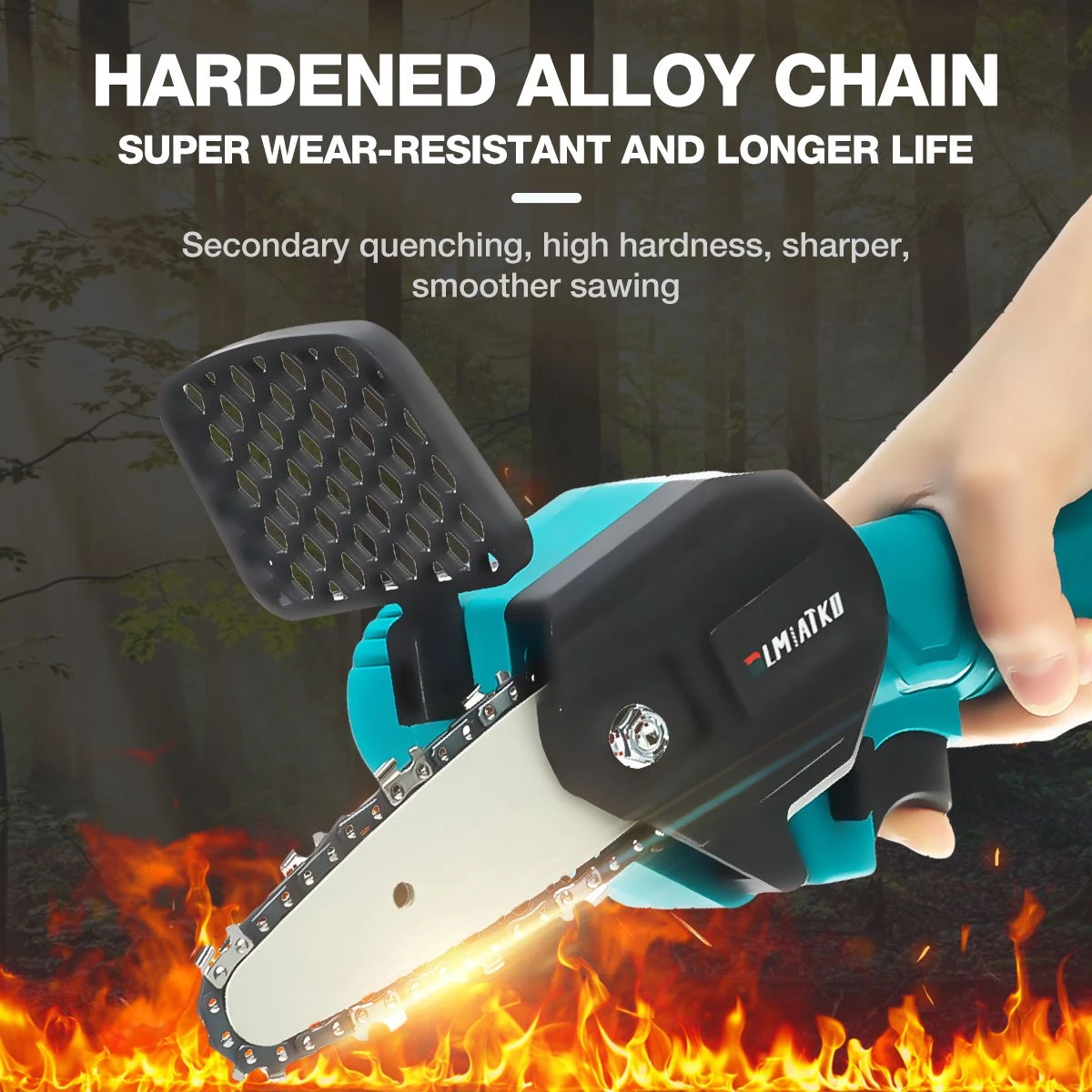 Merkloos Mini Accu Kettingzaag - 4 Inch Elektrische Boomzaag - Handkettingzaag - Met 2 Accu En 1 Oplader - Voor Tuinboom Ranch Bomen Snijden Hout- Blauw 15 Merkloos Mini Accu Kettingzaag - 4 Inch Elektrische Boomzaag - Handkettingzaag - Met 2 Accu En 1 Oplader - Voor Tuinboom Ranch Bomen Snijden Hout- Blauw - Afbeelding 15