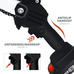 Zenway - Mini Kettingzaag - Snoeizaag - Kettingzaag - Kettingzaag Elektrisch Met 1 Accu- Inclusief Koffer - 1 Extra Accu - Zwart -Tuinartikelen Winkel 1200x1200 542