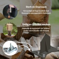Miseru Houtklover – Geen Bijl Nodig – No Axe - Houtsplijter – Houtkliever – HANDMADE In Holland - Houtklover Voor Aanmaakhout – Metaal -Tuinartikelen Winkel 1200x1200 642