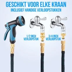 Strex Flexibele Tuinslang 15M Met Sproeikop - Uitrekbaar - Incl. Koppelingen, Ophanghaak & Opbergzak -Tuinartikelen Winkel 1200x1200 669