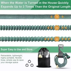 IBright Extra Sterke Uitrekbare Tuinslang - Flexibel - 15 Meter - Inclusief Opbergtas ,Sproeier ,Koppelstuk En Ophanghaak - Groen -Tuinartikelen Winkel 1200x1200 673