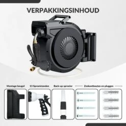 Buxibo - Wandslangenbox 20 Meter + 2 Meter - Tuinslang Met Haspel - 9 Sproei Standen - Slangenhouder 180° Draaibaar - Tuinslanghaspel Zwart+ Gratis Sproeier - Zwart -Tuinartikelen Winkel 1200x1200 677