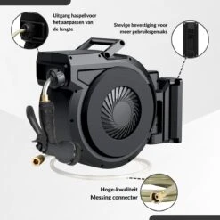 Buxibo - Wandslangenbox 20 Meter + 2 Meter - Tuinslang Met Haspel - 9 Sproei Standen - Slangenhouder 180° Draaibaar - Tuinslanghaspel Zwart+ Gratis Sproeier - Zwart -Tuinartikelen Winkel 1200x1200 682