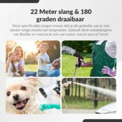 Buxibo - Wandslangenbox 20 Meter + 2 Meter - Tuinslang Met Haspel - 9 Sproei Standen - Slangenhouder 180° Draaibaar - Tuinslanghaspel Zwart+ Gratis Sproeier - Zwart -Tuinartikelen Winkel 1200x1200 684