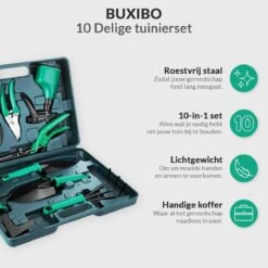 Tuinierset 10 Delig Met Complete Gereedschapskoffer Set Inclusief Tuinschaar, Handschep, Handhark, Plantenspuit, Haakvormige Voegenkrabber, Bloemenschepje, Bloemenschaar, Grasschaar En Heggenschaar -Tuinartikelen Winkel 1200x1200 910