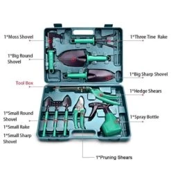 Merkloos 10-Delige Tuingereedschap Set Inclusief Opbergkoffer - Tuinierset - Tuinsetje - Gereedschap Voor Tuin - Tuinschaar - Tuinschepje - Bloemenschaar - Voegenkrabber - Plantenspuit - Grasschaar - Bloemenschep - Tuinhark -Tuinartikelen Winkel 1200x1200 920