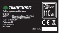 TIMBERPRO - Bladblazer Elektrisch 40V, ZEER Krachtig (incl. 4A Batterij En Incl. Lader) -Tuinartikelen Winkel 1200x676 3