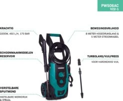 VONROC Hogedrukreiniger V22-1 2200W – 170 Bar – 450 L/h – Incl. 8m Slang, Reinigingsmiddelen Tank, Spuitstukken En Accessoires -Tuinartikelen Winkel 1200x986