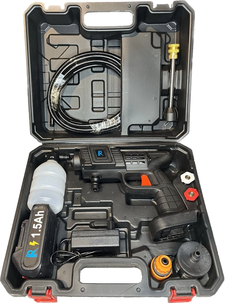 Hogedrukreinger Op Accu - Inclusief Opbergkoffer - Foam Gun - Foam Sprayer - Schuimpistool - Schuimsproeier - Hogedruk Pistool - Inclusief Accesoires 3 Hogedrukreinger Op Accu - Inclusief Opbergkoffer - Foam Gun - Foam Sprayer - Schuimpistool - Schuimsproeier - Hogedruk Pistool - Inclusief Accesoires - Afbeelding 3